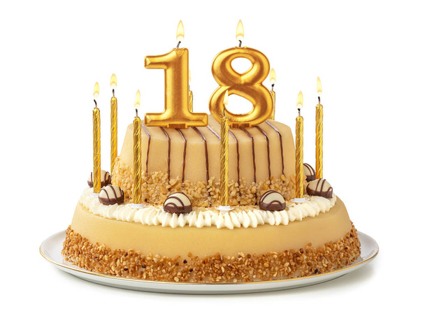 Świąteczny tort ze złotymi świecami-numer 18 - Zdjęcie, obraz
