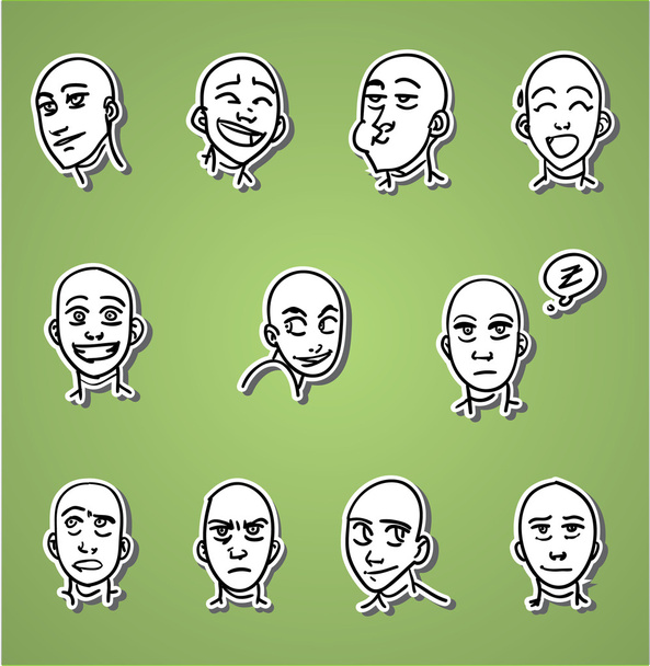 Разнообразие нарисованных вручную мужских лиц
 - Вектор,изображение