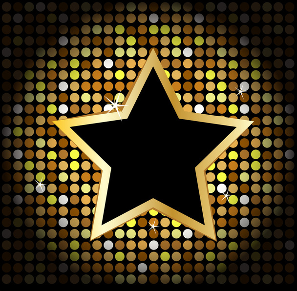 Star on the golden glittering disco background - Вектор,изображение