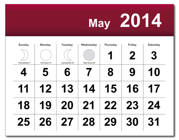 kan 2014 kalender - Vector, afbeelding