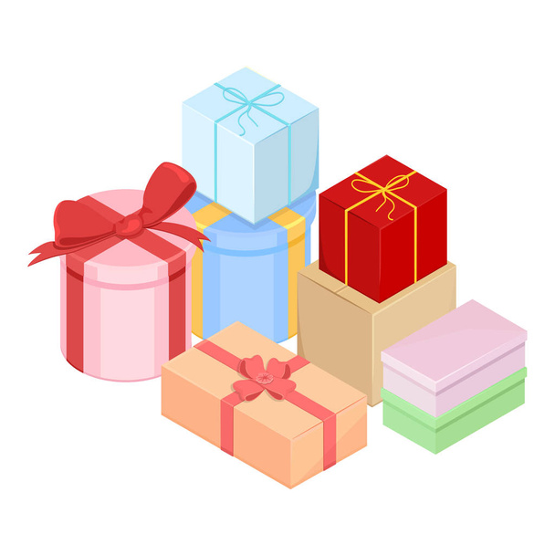 Vector Pile of Colorful Gift Boxes - Vector, Image