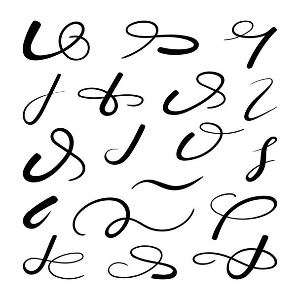 Elementos de caligrafía decorativa dibujada a mano para su diseño. Hermosos rizos y espirales para el diseño de invitaciones, tarjetas, carteles, felicitaciones, sitio web
. - Vector, Imagen