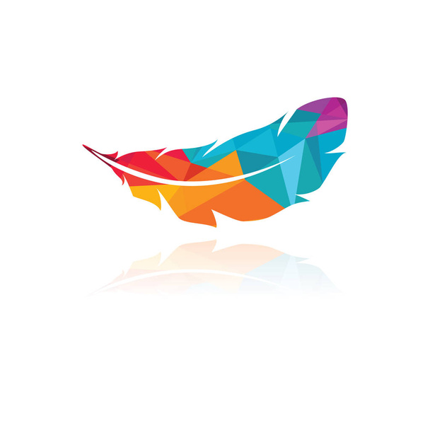 Sokszögű tollazat vektor design, színes madár toll logo - Vektor, kép