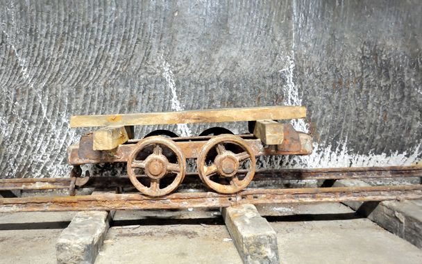 old wagon inside of salt mine - Photo, Image