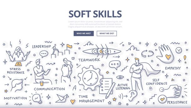 Soft Skills Doodle Concept - Vector, Image