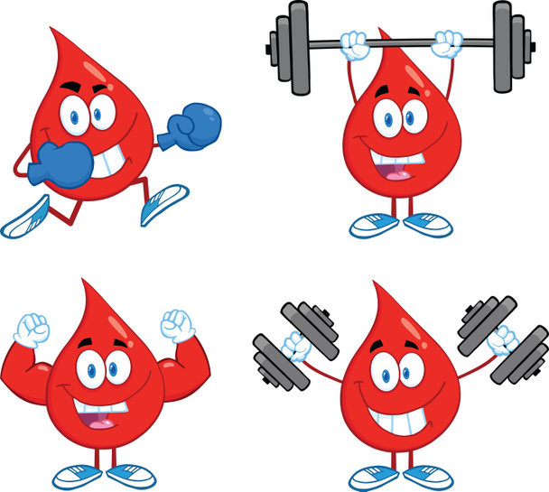 Blood Drop Cartoon Characters Set - Photo, Image