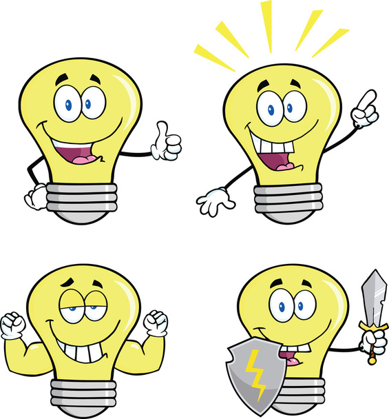 Personagens de lâmpada de luz amarela
 - Foto, Imagem