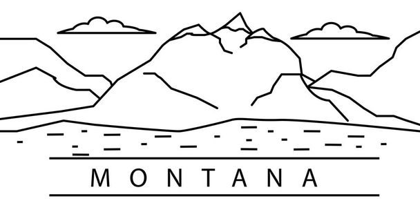 Montana ícone da linha da cidade. Elemento dos EUA afirma ícones de ilustração. Sinais, símbolos podem ser usados para web, logotipo, aplicativo móvel, UI, UX
 - Vetor, Imagem