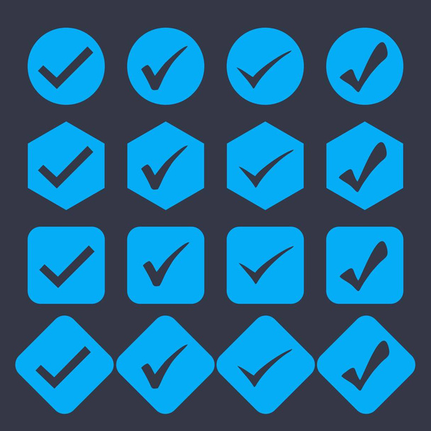 Marca de verificação azul isolada em um fundo branco. Ideal para aplicação, website ou clip art. - Vetor, Imagem