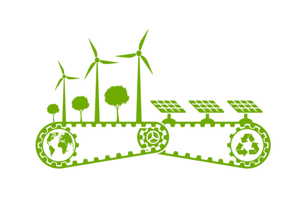 Écologie Saving Gear Concept And Environmental Sustainable Energy Development, illustration vectorielle
  - Vecteur, image