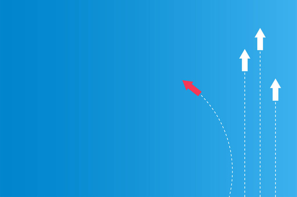 Tener liderazgo o diferentes conceptos con direcciones Flecha Libro rojo y blanco y líneas de ruta sobre un fondo azul
 - Vector, Imagen