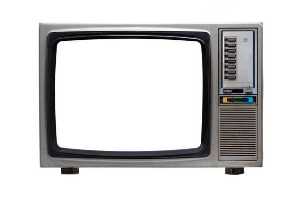TV vintage avec écran blanc isolé sur fond blanc
  - Photo, image