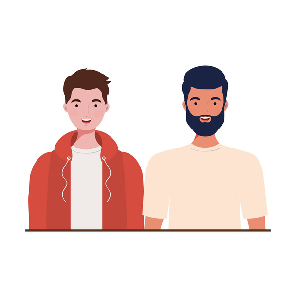 young men on white background - Vector, Image
