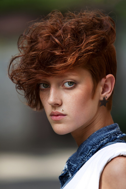 Portrait of hipster girl with lip ring - Fotografie, Obrázek