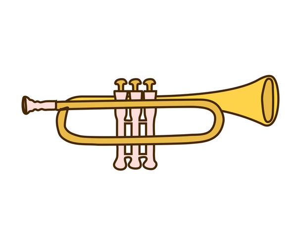musical instrument trumpet on white background - Vector, Image
