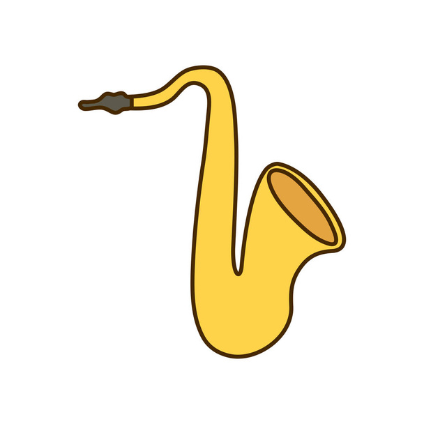 instrumento musical saxofone sobre fundo branco
 - Vetor, Imagem