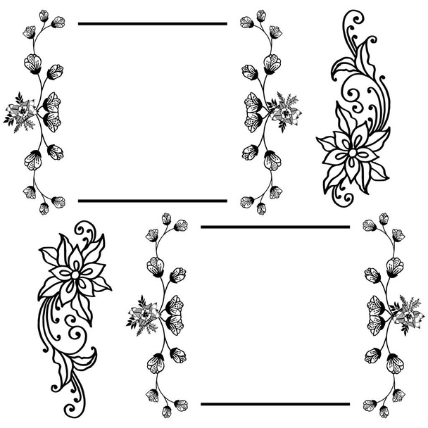 Template of various card, with style of foliage flower frame modern. Vector - Vetor, Imagem