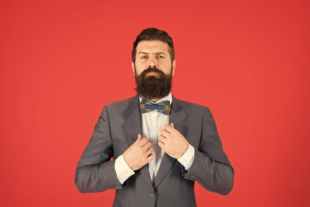 As individual as you. Confident businessman. Formal fashion. Fashion. Bearded man hipster in jacket. Business success. Beard fashion. Male fashion look. Bearded man in formal suit - Foto, afbeelding