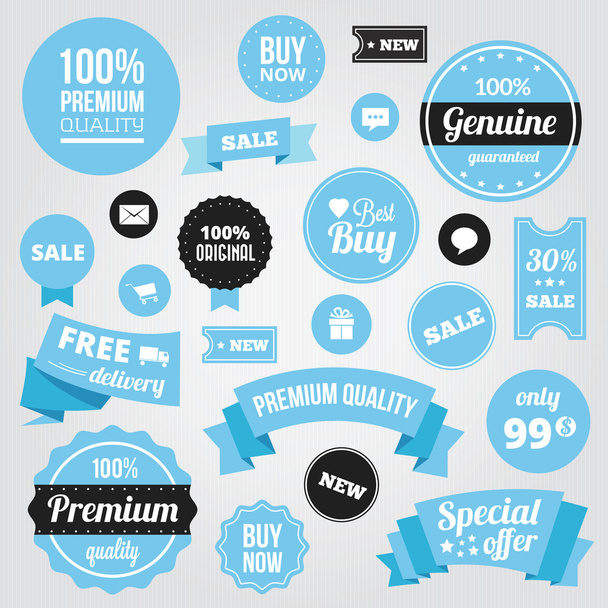 Vector Stylish Labels Badges Stickers and Ribbons - Vetor, Imagem