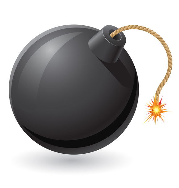 black bomb with a burning fuse vector illustration - Vettoriali, immagini