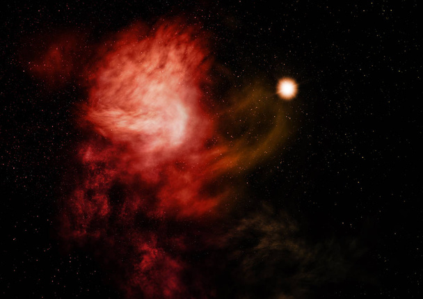 Being shone nebula and star field. 3D rendering - Photo, Image