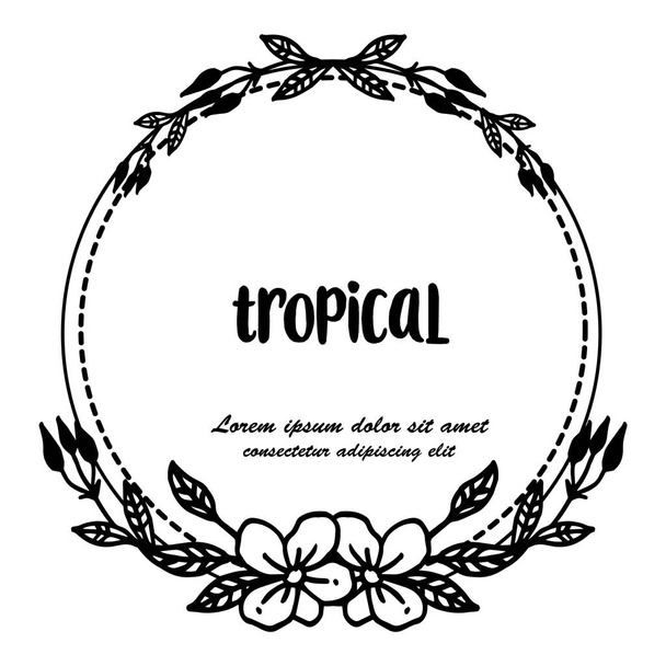 Patrón lindo marco de flores, decoración de la tarjeta de celebración tropical. Vector
 - Vector, imagen