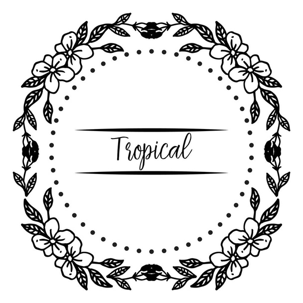 Patrón lindo marco de flores, decoración de la tarjeta de celebración tropical. Vector
 - Vector, Imagen