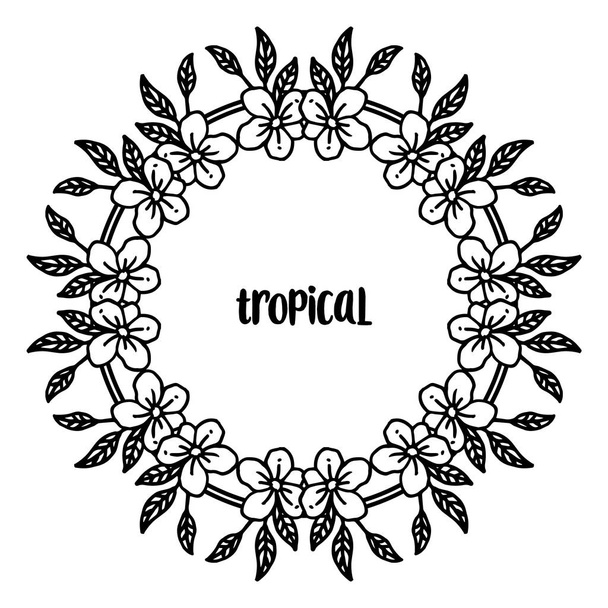 Patrón lindo marco de flores, decoración de la tarjeta de celebración tropical. Vector
 - Vector, Imagen