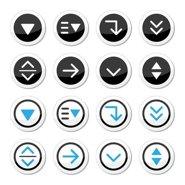 Menu drop down round icons set - Vector, Image