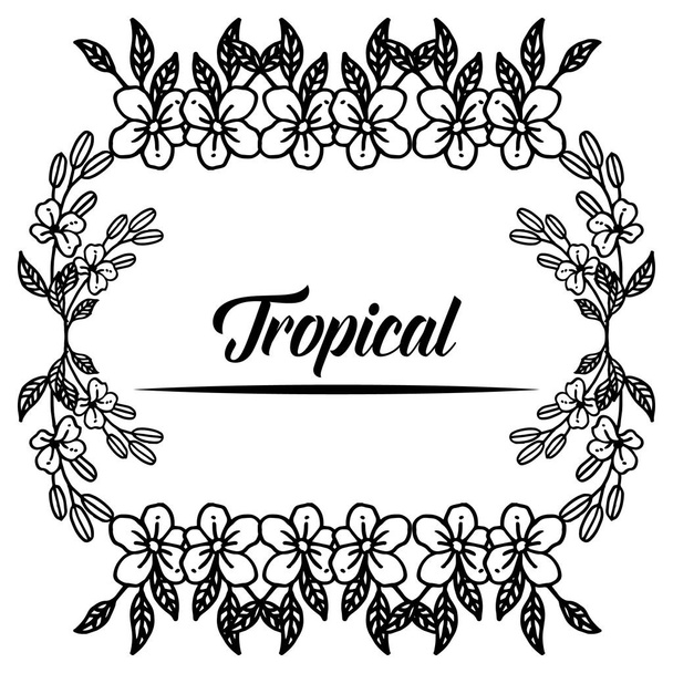 Elegant card, with concept tropical, with ornate beautiful wreath frame. Vector - Vector, Image
