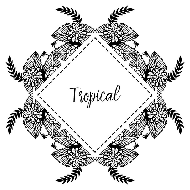 Дизайн открыток, надпись тропическая, украшенная весенней цветочной рамой. Вектор
 - Вектор,изображение