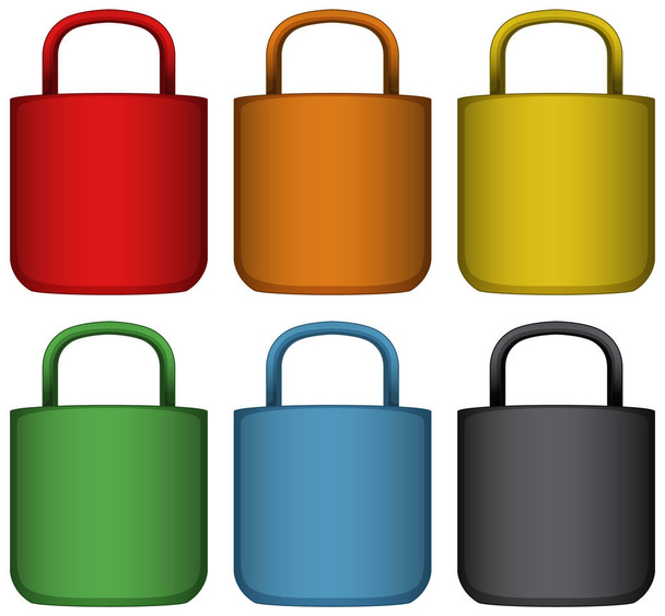 Altı farklı renkte çanta - Vektör, Görsel