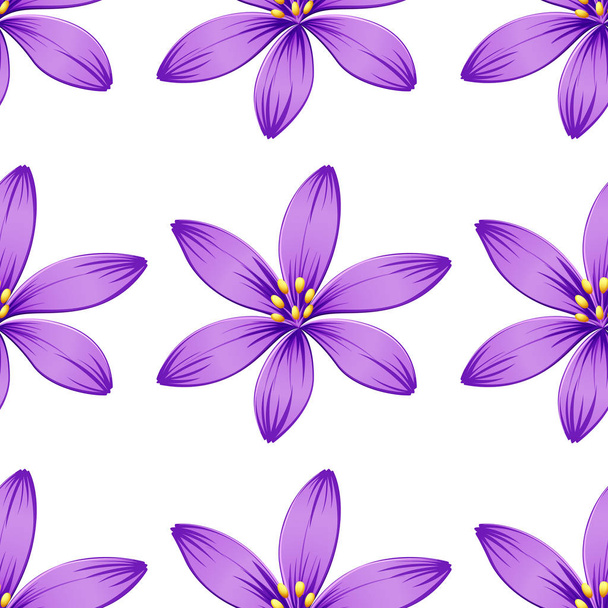 Seamless purple flowers isolated on white - Διάνυσμα, εικόνα