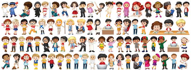 Children with different nationalities on white background - Vector, Image