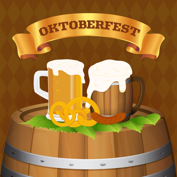 Oktoberfest conceito de fundo festival de cerveja. Vector illustrati
 - Vetor, Imagem