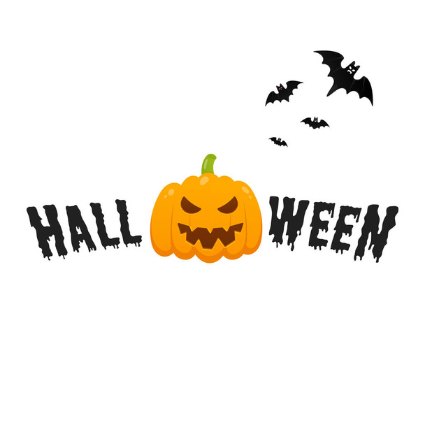 Happy Halloween text postcard banner with scary face - Vector, Image