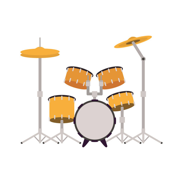 drum kit musical instrument on white background - Vector, Image