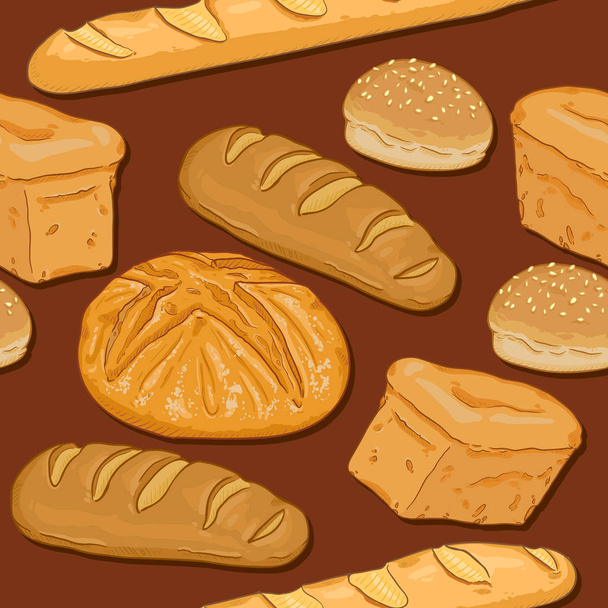 Wektor bez szwu wzór kreskówki chleb - Wektor, obraz