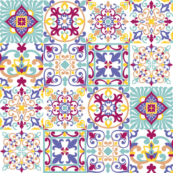 Adorno en azulejos italianos, mayólica, sin costuras
 - Vector, imagen