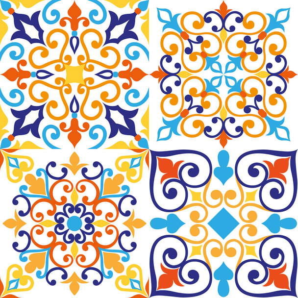 Ornament on Italian tiles, majolica, seamless - Vector, Image