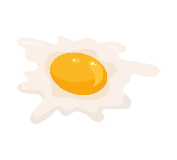 Beyaz arka planda izole edilmiş kızarmış yumurta. Kızarmış yumurta düz simgesi. Kızarmış yumurta closeup. - Vektör, Görsel
