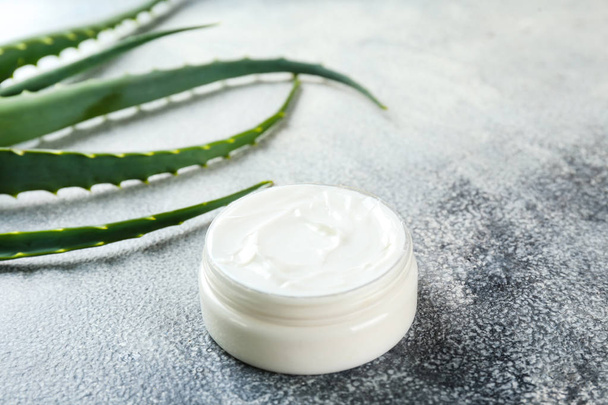 Aloe leaves laid in flat lay composition as skin nutrition concept. - Фото, изображение