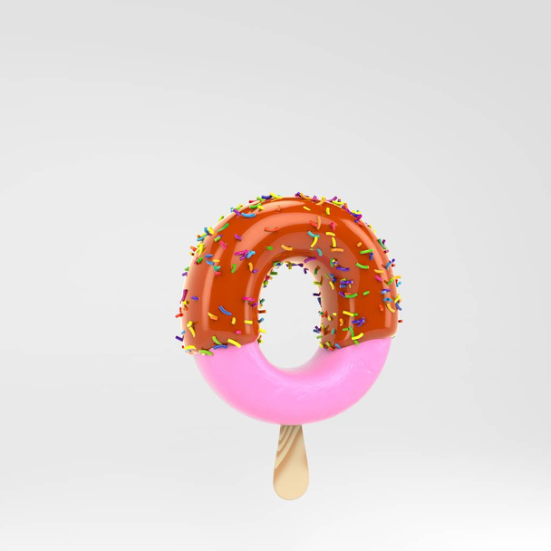 Ice cream letter O lowercase. Pink fruit popsicle font with caramel and sprinkles isolated on white background. - Фото, зображення