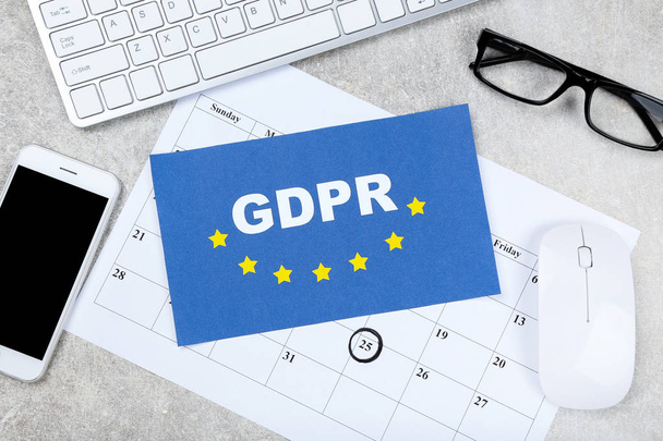 General Data Protection Regulation, GDPR with keyboard, smartpho - Photo, image