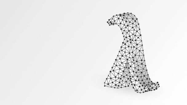 Lambda, de letter van een Grieks alfabet. Griekse cijfers, wiskundige nummer dertig concept. Abstract, digitale, wireframe, laag poly mesh, Vector witte origami 3D-illustratie. Driehoek, lijn, stip - Vector, afbeelding