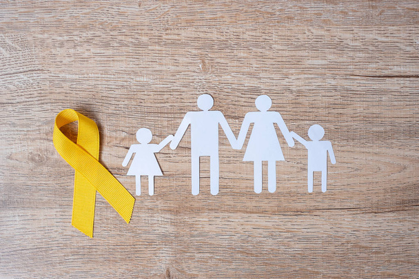 Prevención del suicidio y concienciación sobre el cáncer infantil, cinta amarilla
 - Foto, imagen