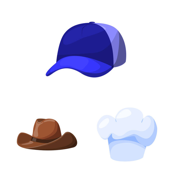 Isolated object of headgear and napper logo. Collection of headgear and helmet stock symbol for web. - Vector, Image