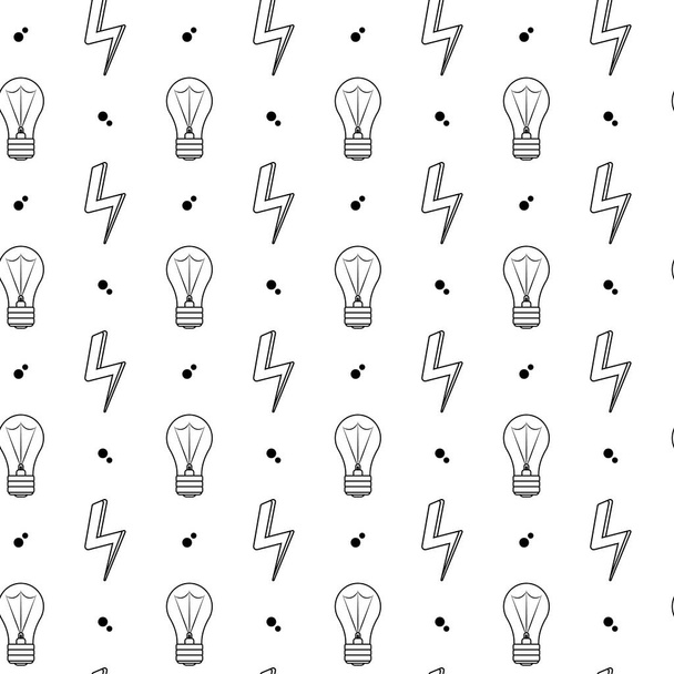 Vector seamless pattern with linear light bulbs. Simple background with a conventional incandescent bulb. - Vector, Image