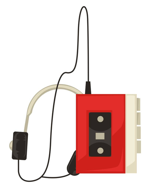 80s music player with headphones, listening to music, isolated object - ベクター画像