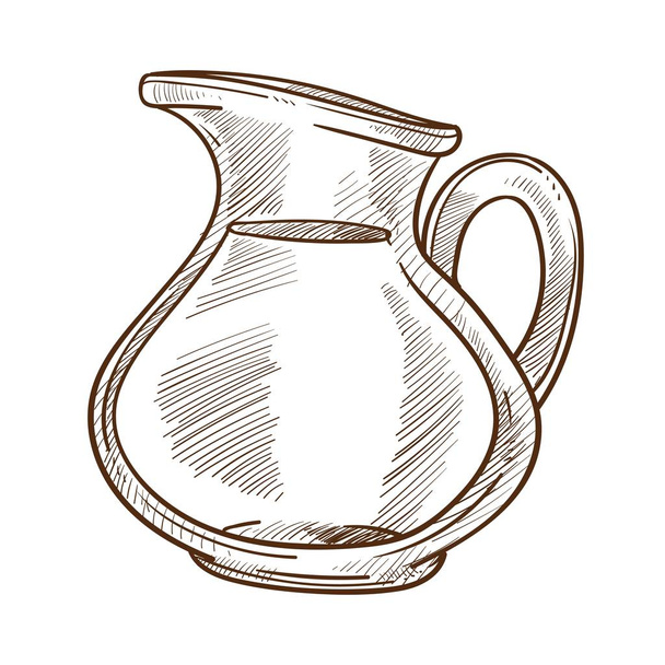 Milk in jug isolated sketch, dairy product, farm food - Wektor, obraz